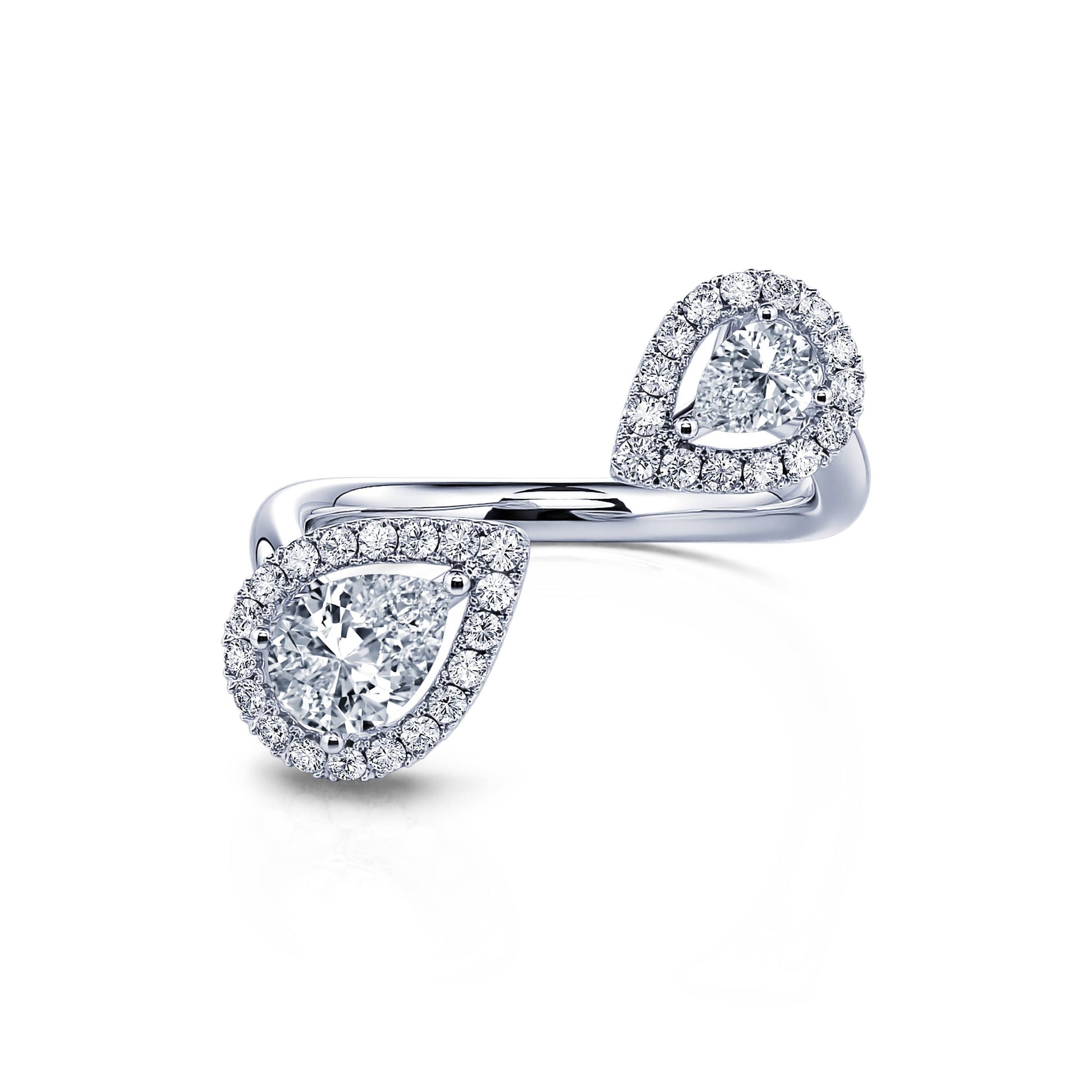 Bague Toi &amp; Moi poires or blanc Ezia 1