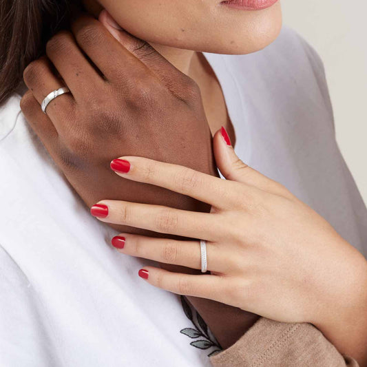 Farah - Alliance ciselée or blanc #2