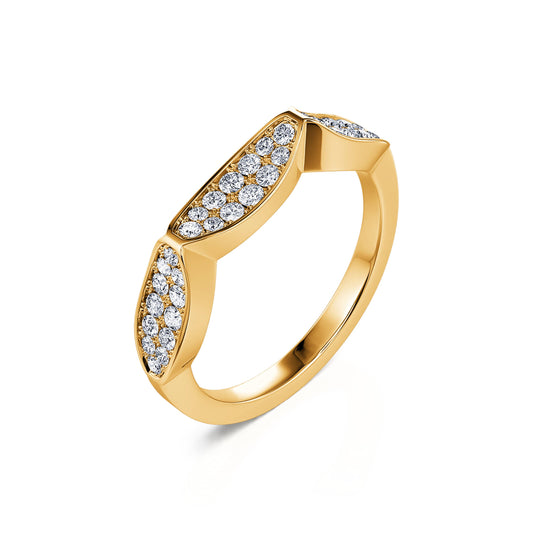 Filda&nbsp;-&nbsp;Alliance géometrique pavée de diamants et or jaune #1