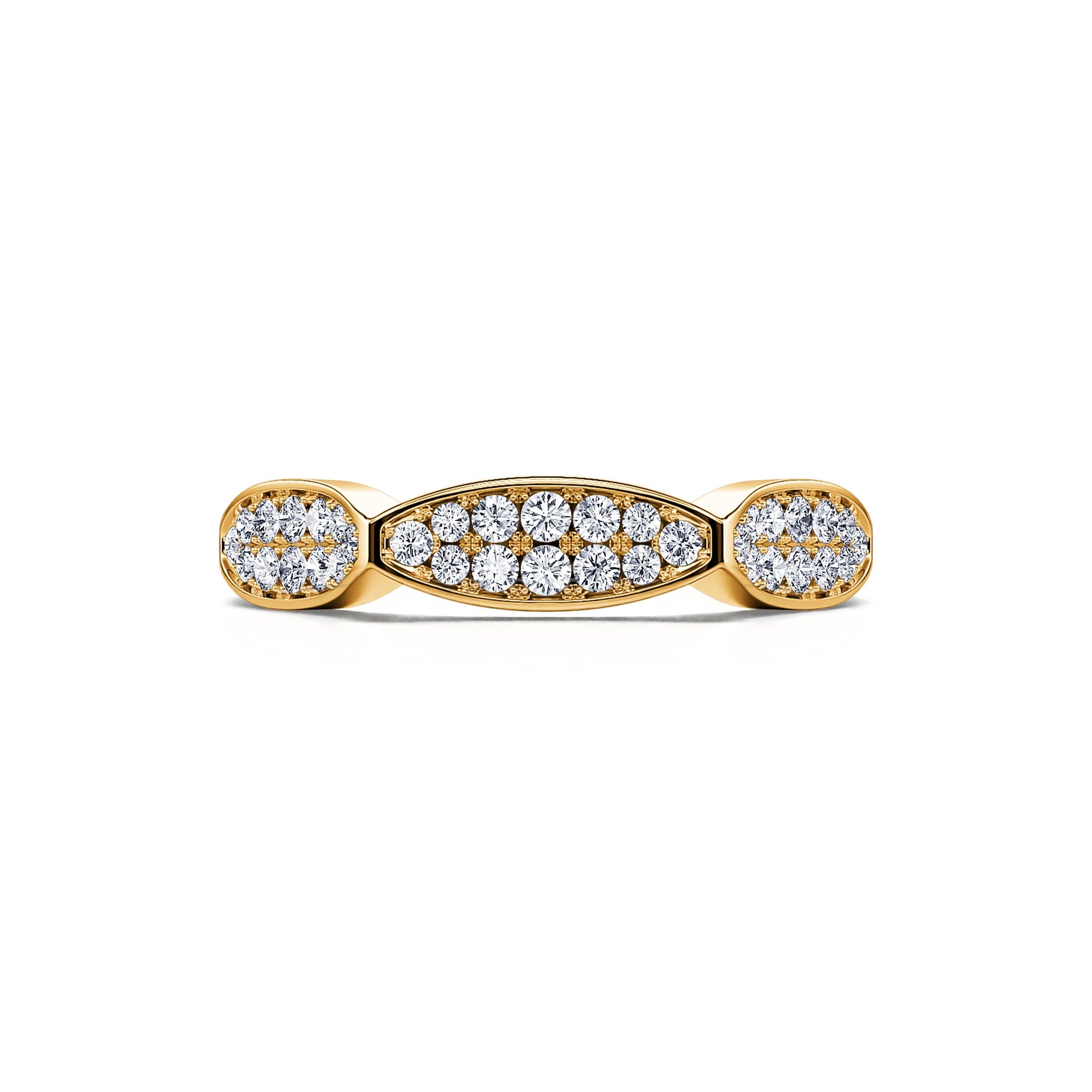 Alliance géometrique pavée de diamants et or jaune Filda 2