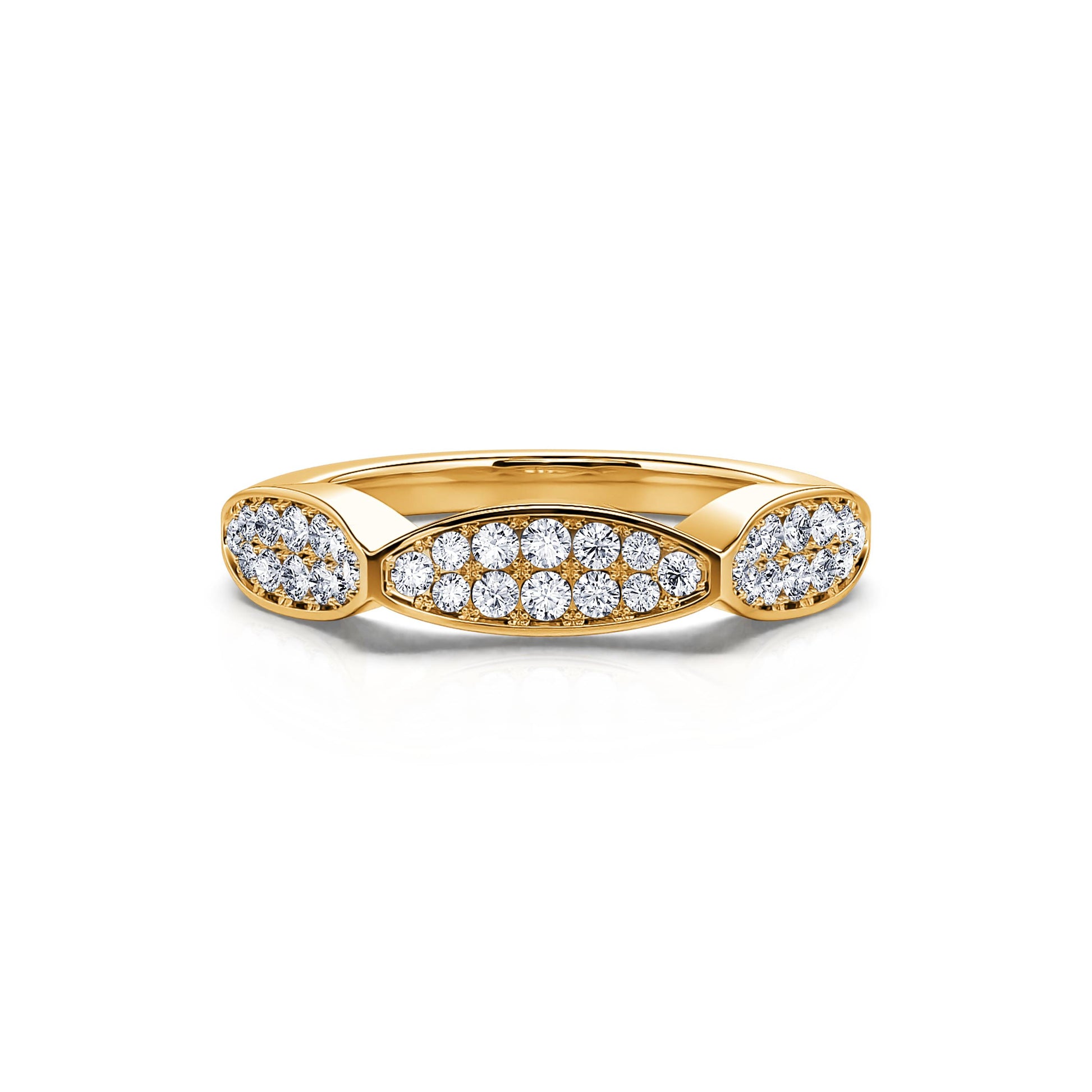 Alliance géometrique pavée de diamants et or jaune Filda 3
