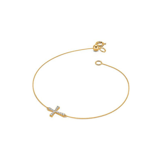 Fily - Bracelet or jaune croix diamant  #1