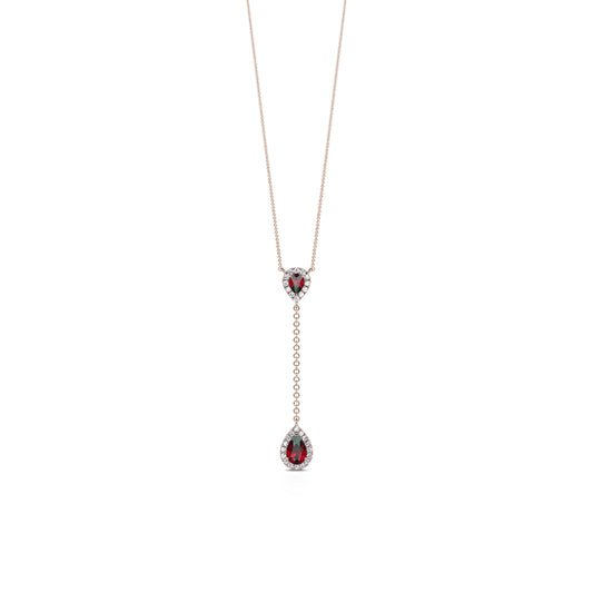 Fina&nbsp;-&nbsp;Collier cravate or rose diamants et rubis #2