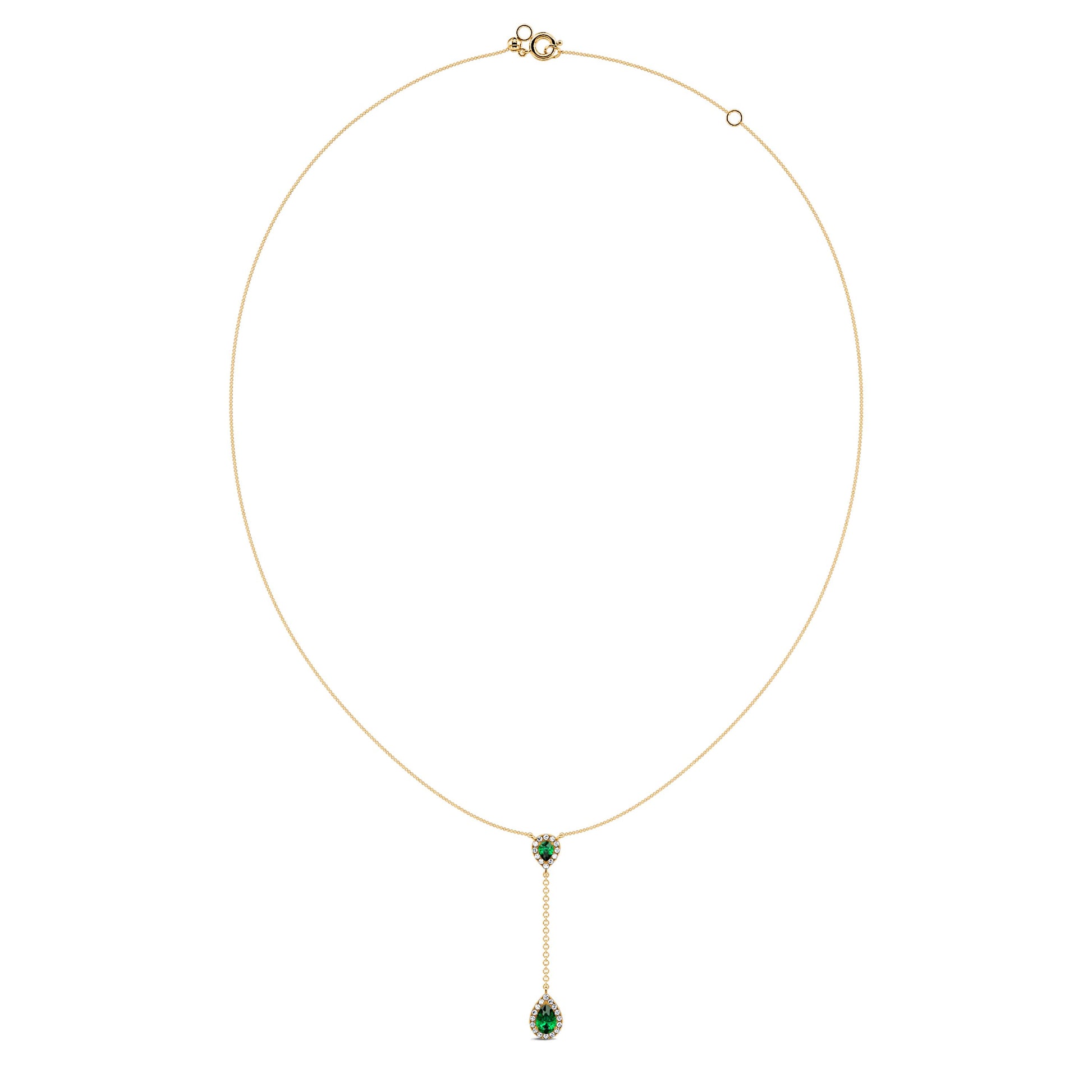 Collier cravate or jaune diamants et emeraude Fina 3