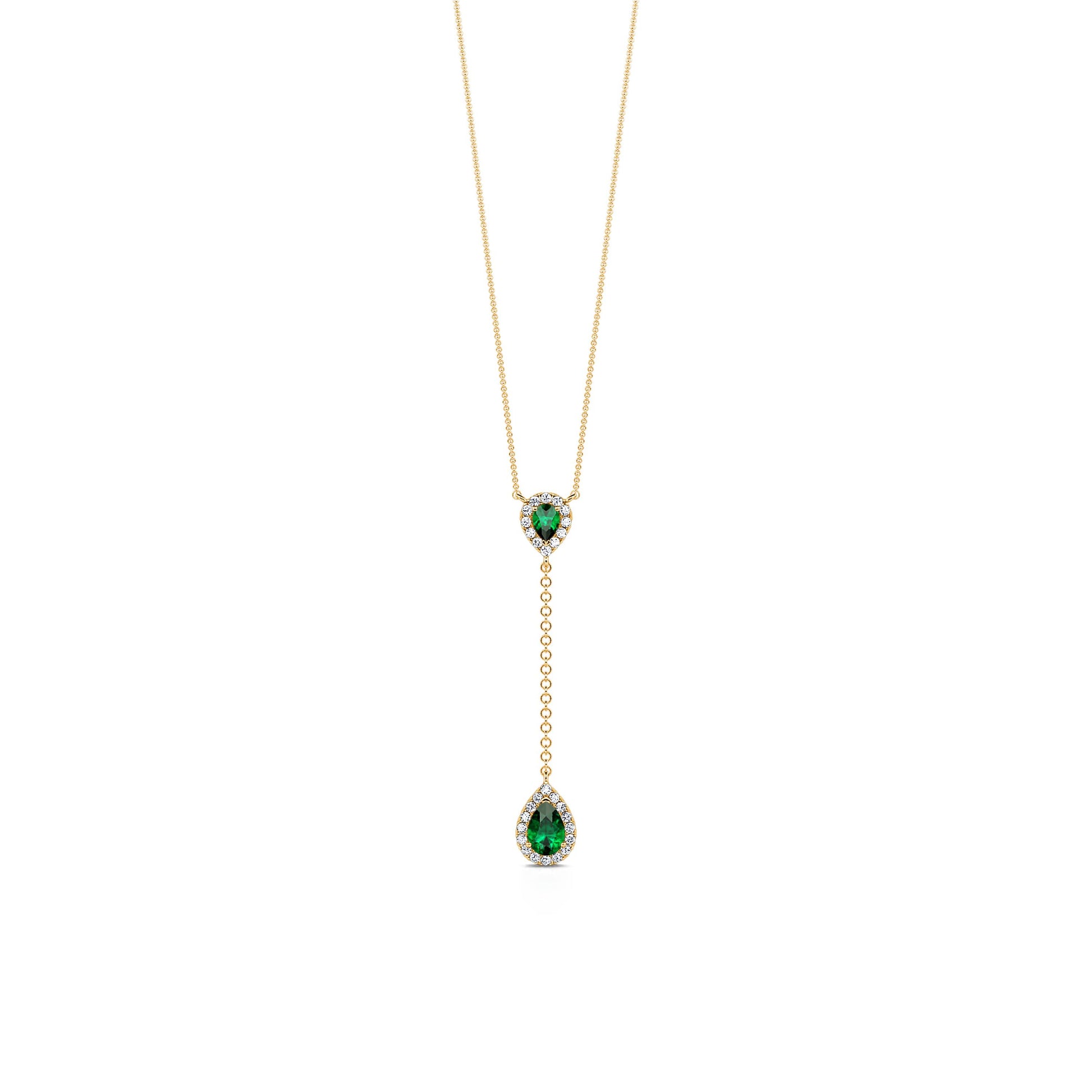 Collier cravate or jaune diamants et emeraude Fina 2