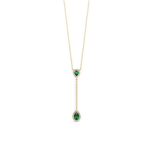 Fina&nbsp;-&nbsp;Collier cravate or jaune diamants et emeraude #2