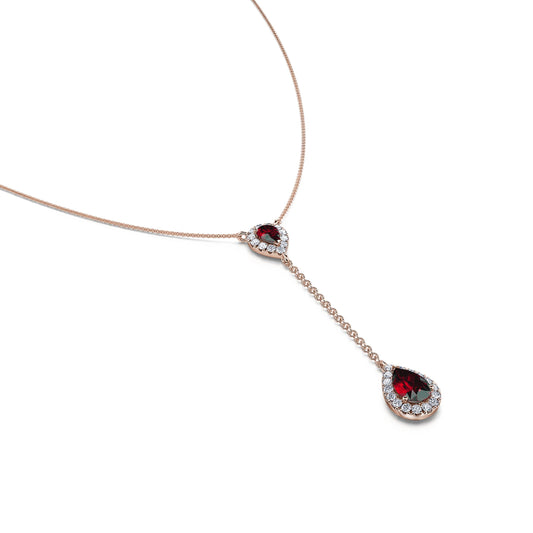 Fina&nbsp;-&nbsp;Collier cravate or rose diamants et rubis #1