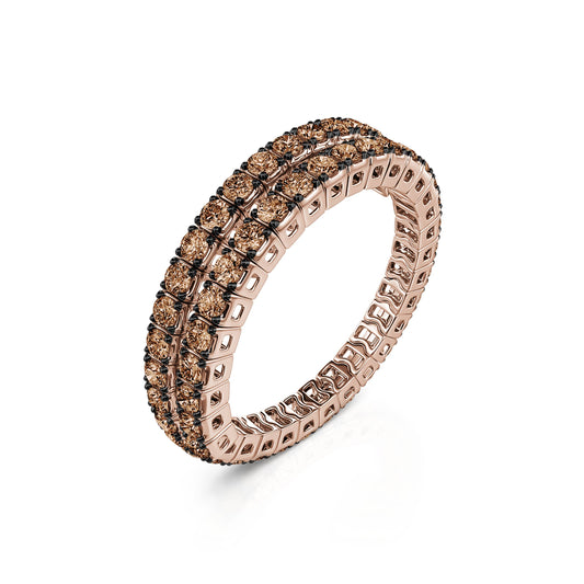 Fiona&nbsp;-&nbsp;Bague or rose serpent flex diamants bruns #1