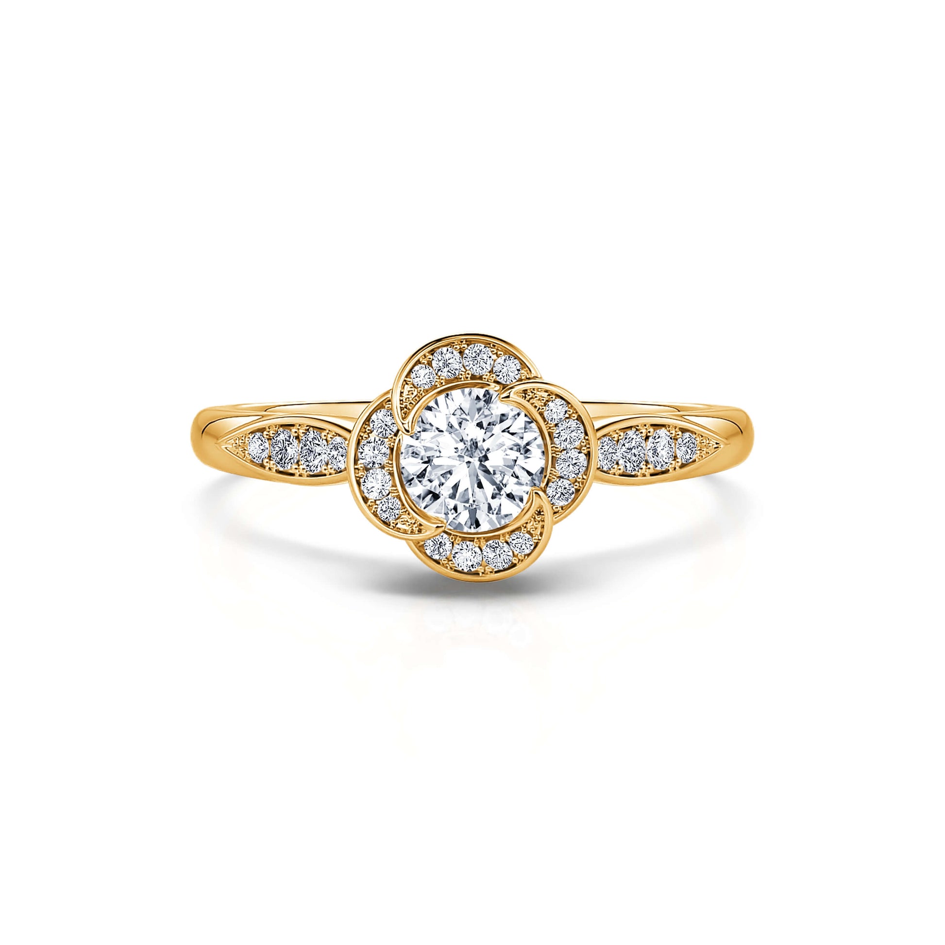 Solitaire diamant or jaune Flora 2 1