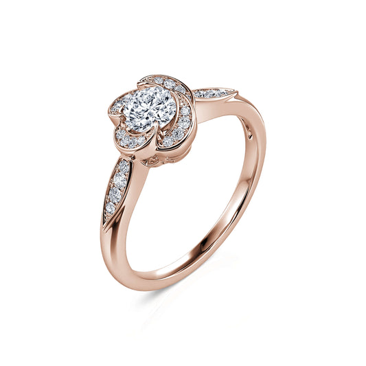 Flora 2&nbsp;-&nbsp;Solitaire diamant or rose #2