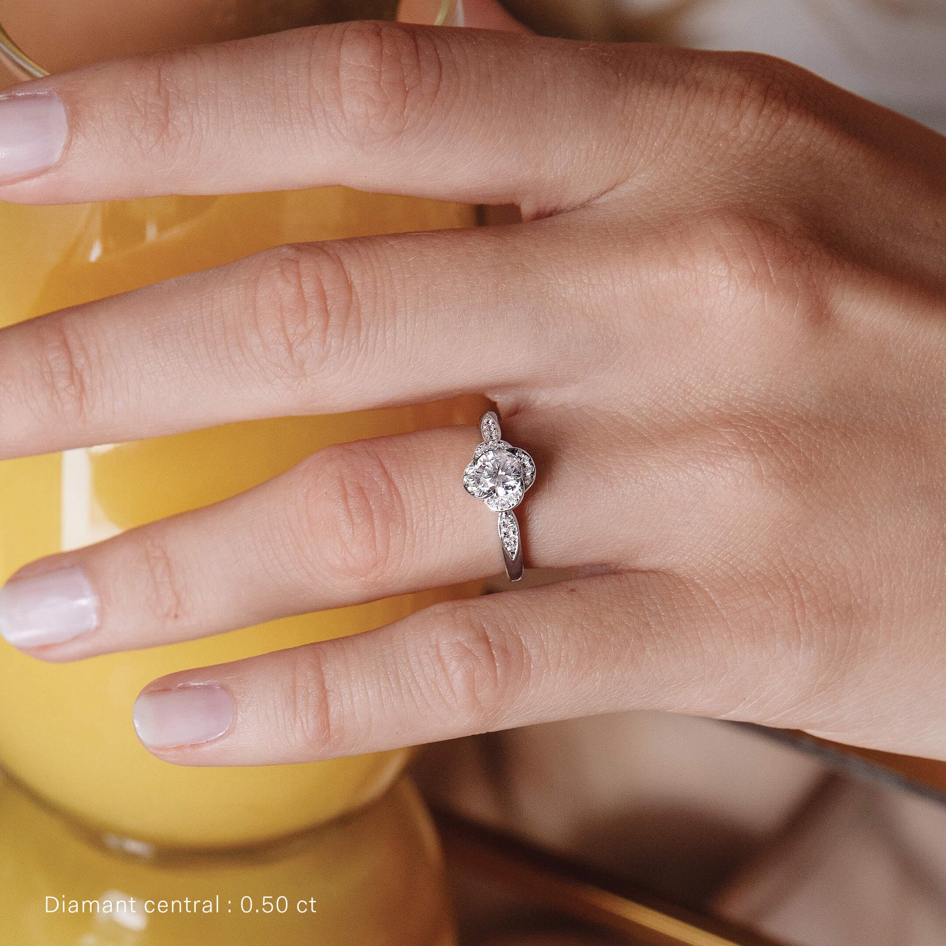 Solitaire diamant or jaune Flora 2 6