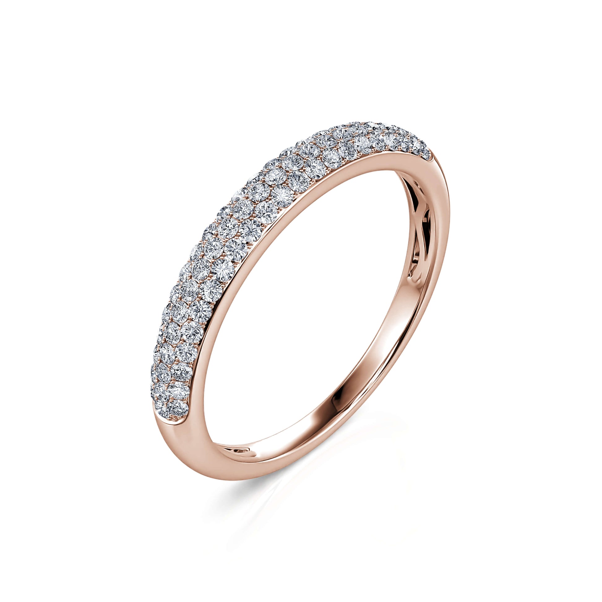 Alliance or rose diamant pavé Gaité 1