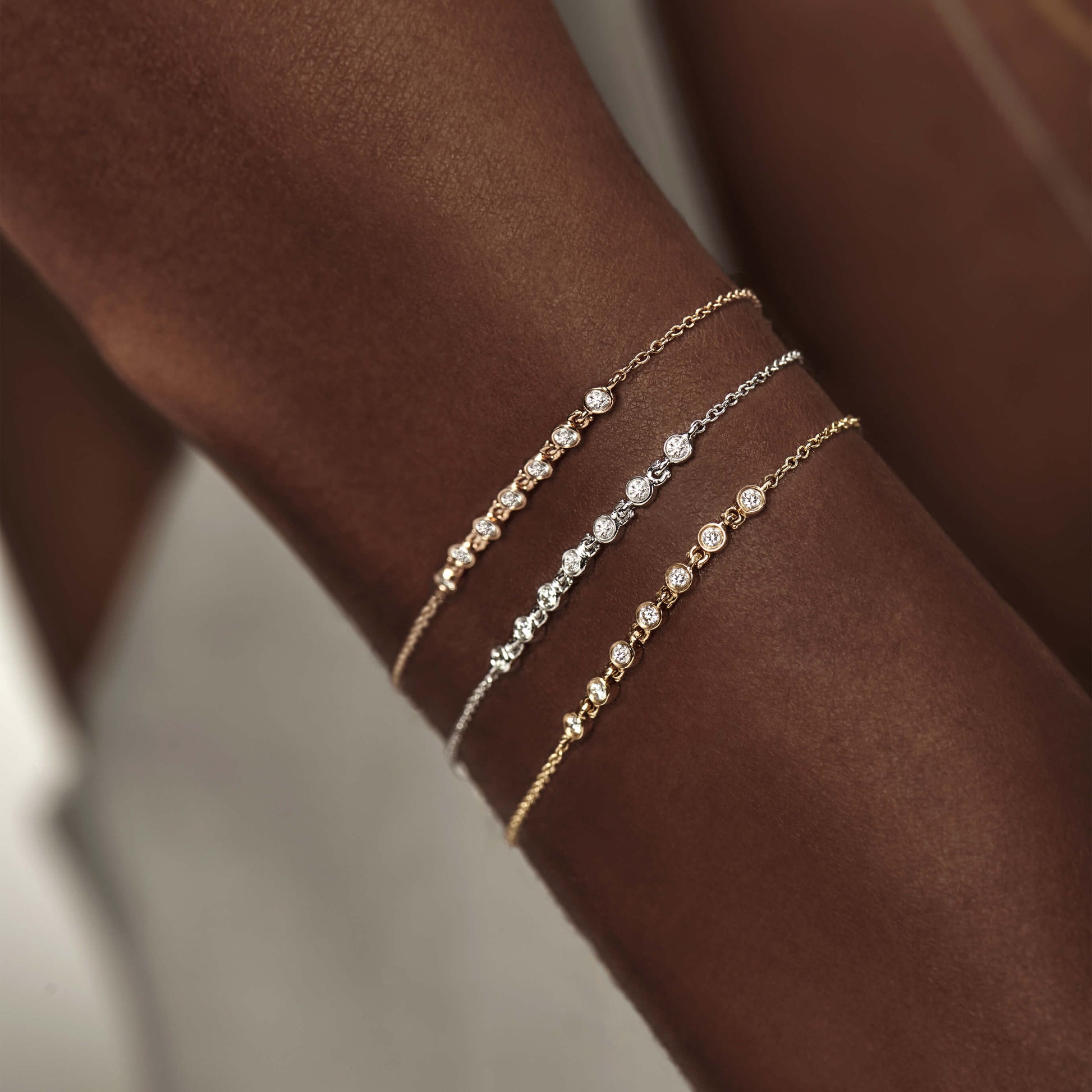 Bracelet or blanc diamant serti clos  Gaya 3