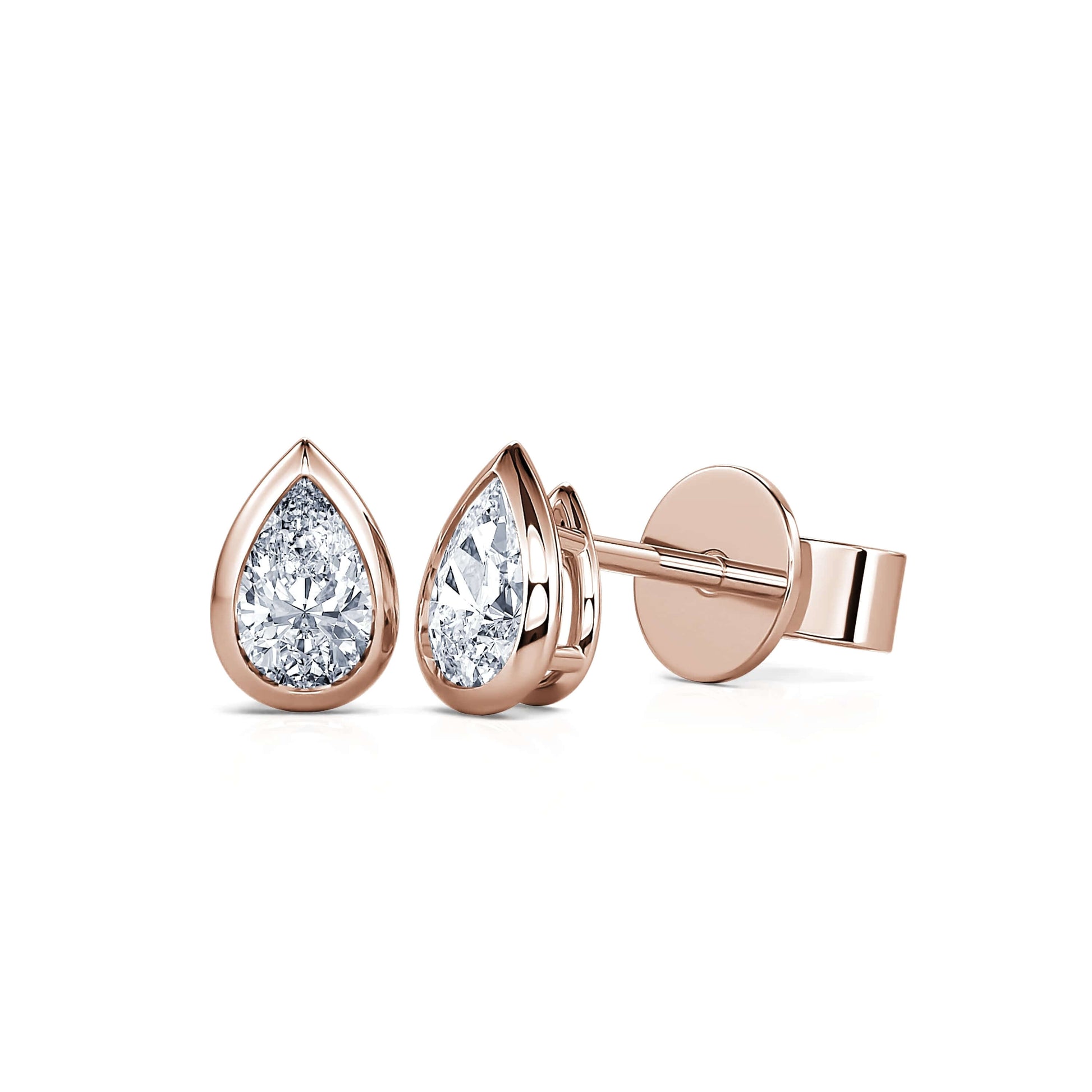 Puces d'oreilles diamant poire or rose Goutte L 2