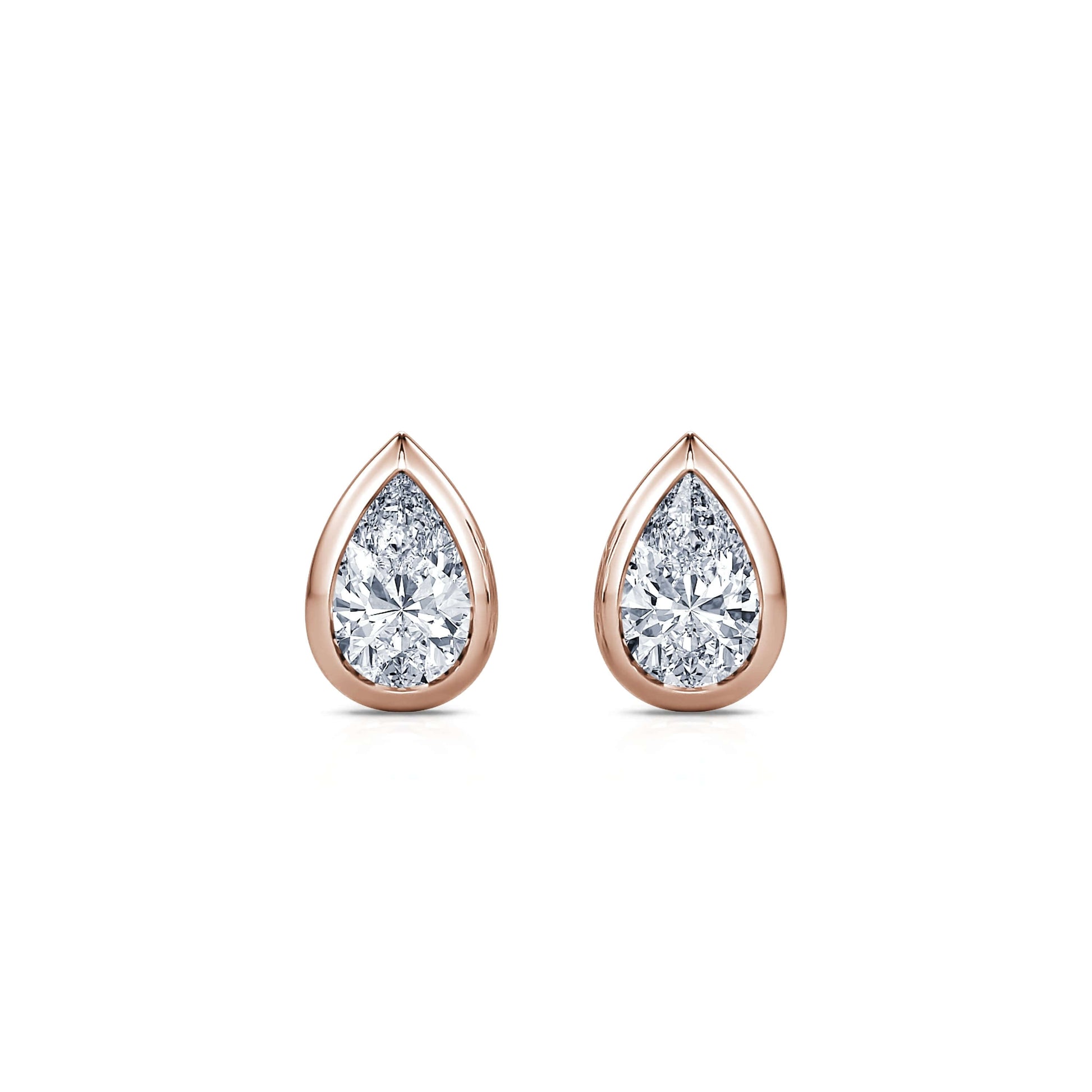 Puces d'oreilles diamant poire or rose Goutte L 1
