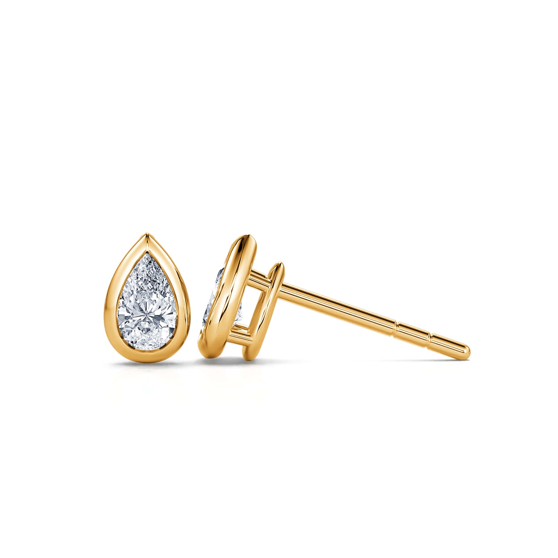 Puces d'oreilles diamant poire or jaune Goutte M 3