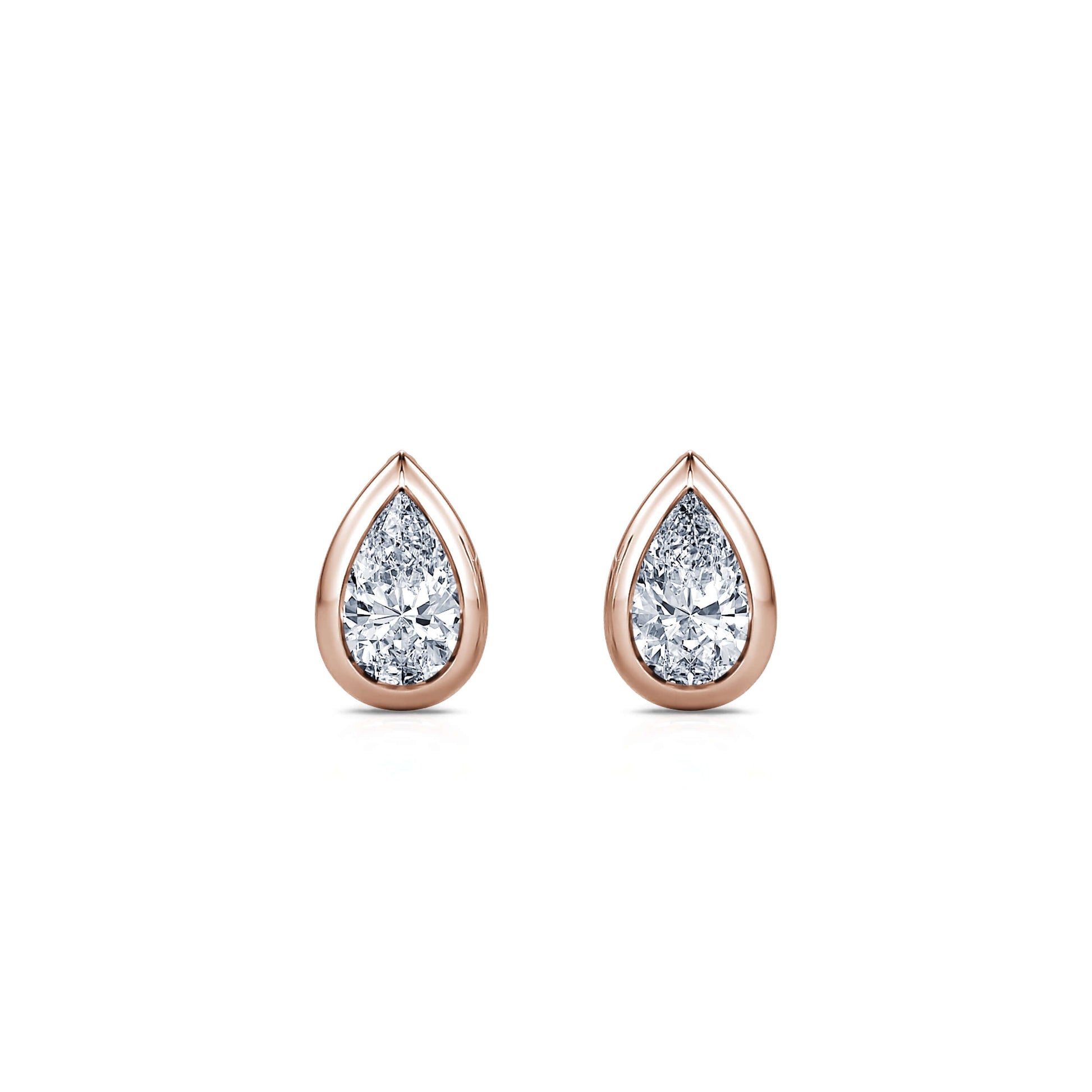 Puces d'oreilles diamant poire or rose Goutte M 1