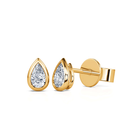 Goutte M&nbsp;-&nbsp;Puces d'oreilles diamant poire or jaune #2