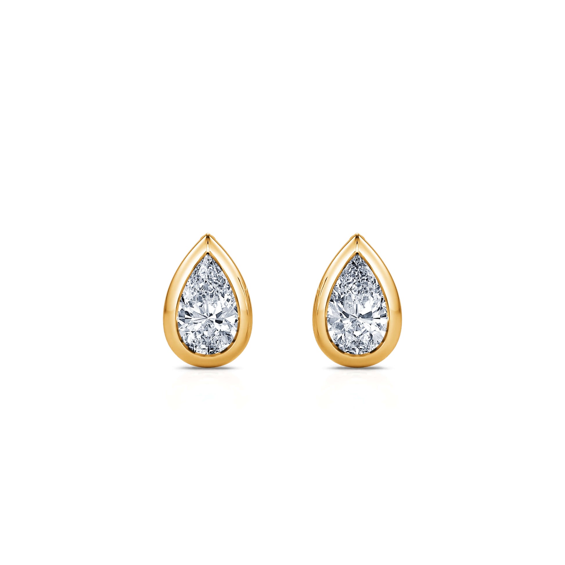 Puces d'oreilles diamant poire or jaune Goutte M 1
