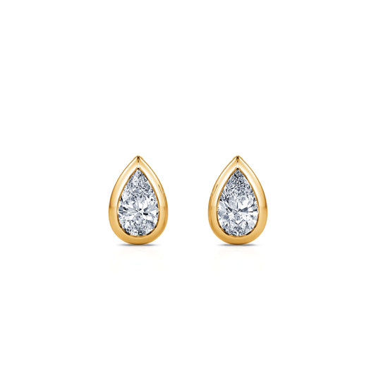 Goutte M&nbsp;-&nbsp;Puces d'oreilles diamant poire or jaune #1
