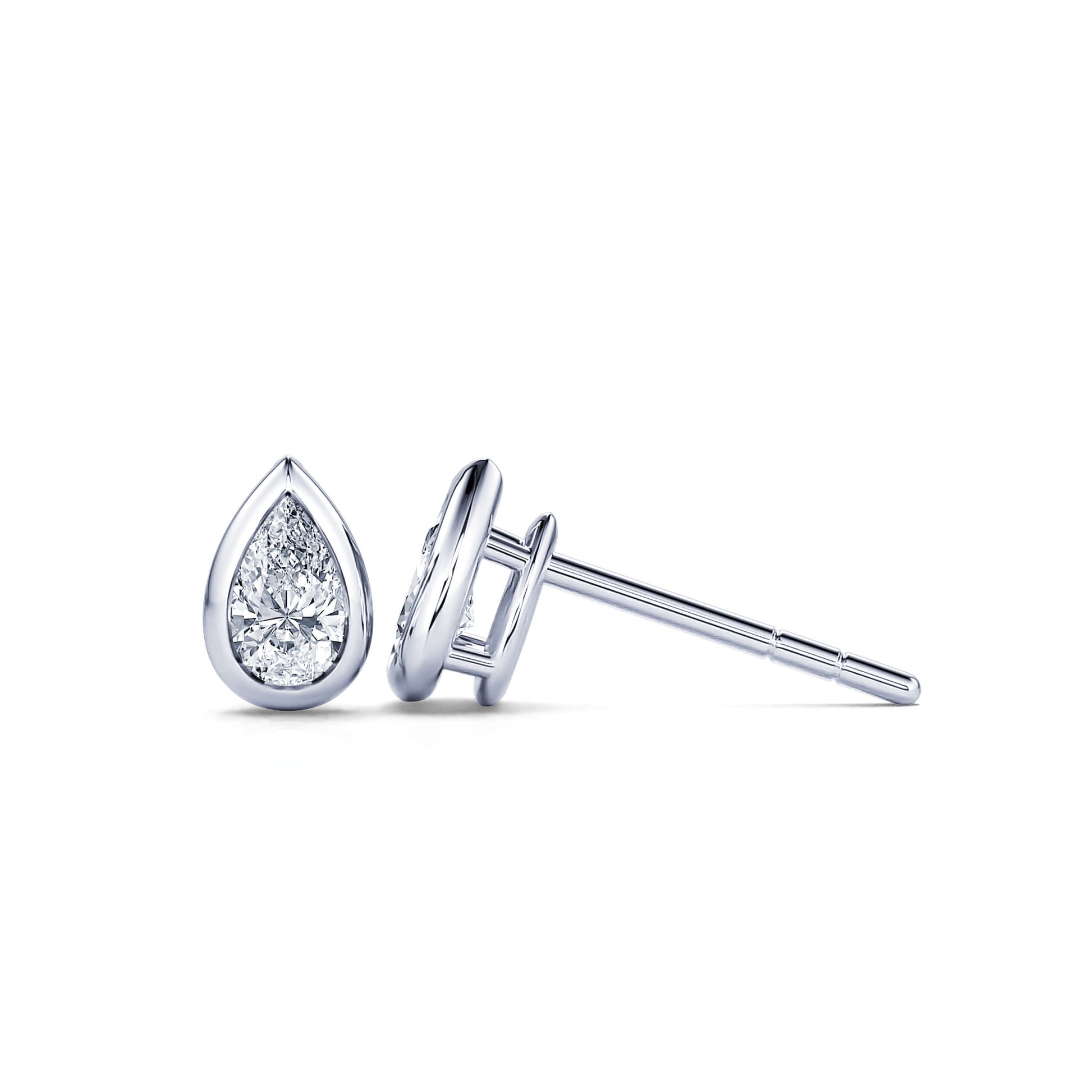 Puces d'oreilles diamant poire or blanc Goutte M 3