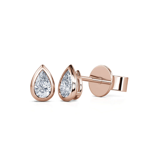 Goutte M&nbsp;-&nbsp;Puces d'oreilles diamant poire or rose #2
