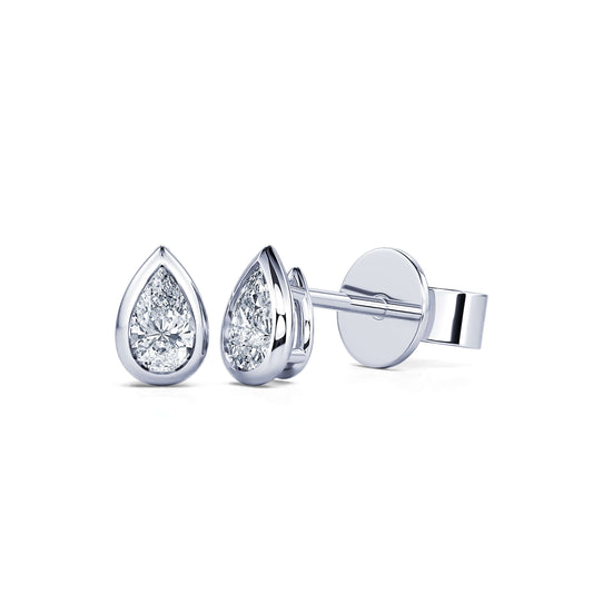 Goutte M&nbsp;-&nbsp;Puces d'oreilles diamant poire or blanc #2