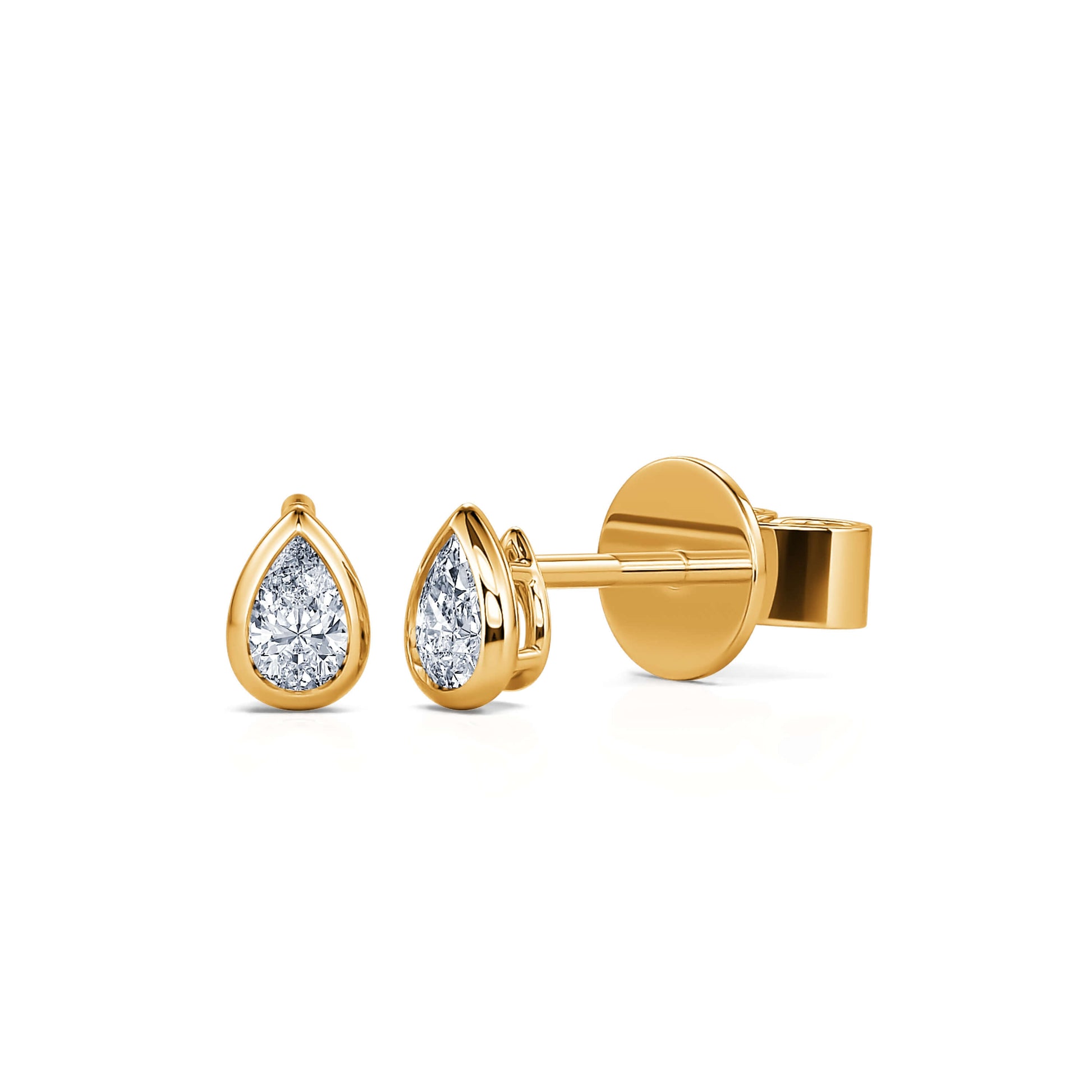 Puces d'oreilles diamant poire or jaune Goutte S 2