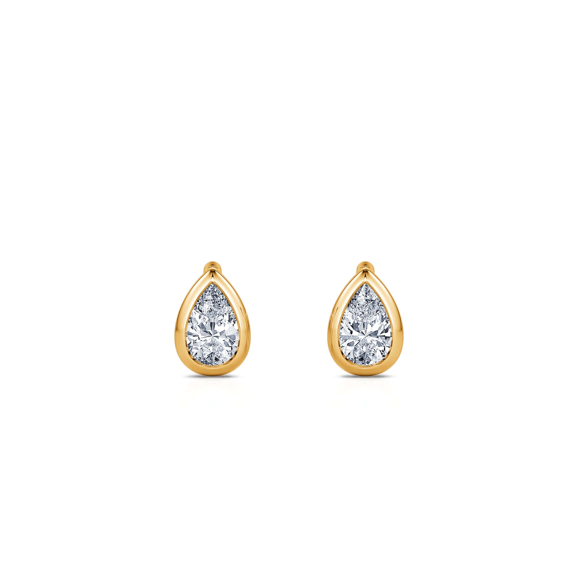Puces d'oreilles diamant poire or jaune Goutte S 1