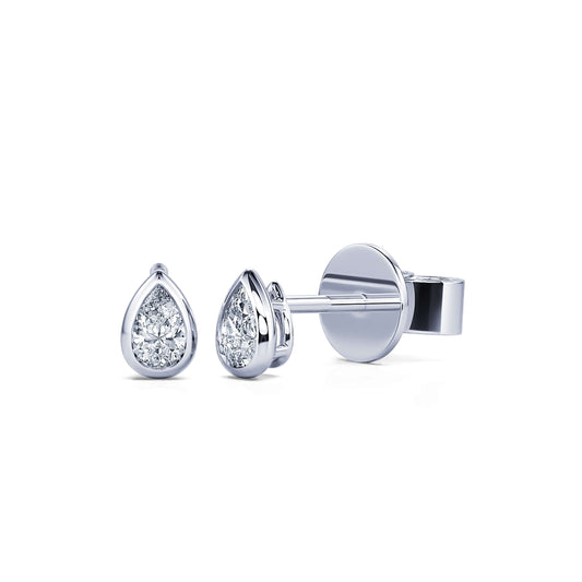 Goutte S&nbsp;-&nbsp;Puces d'oreilles diamant poire or blanc #2
