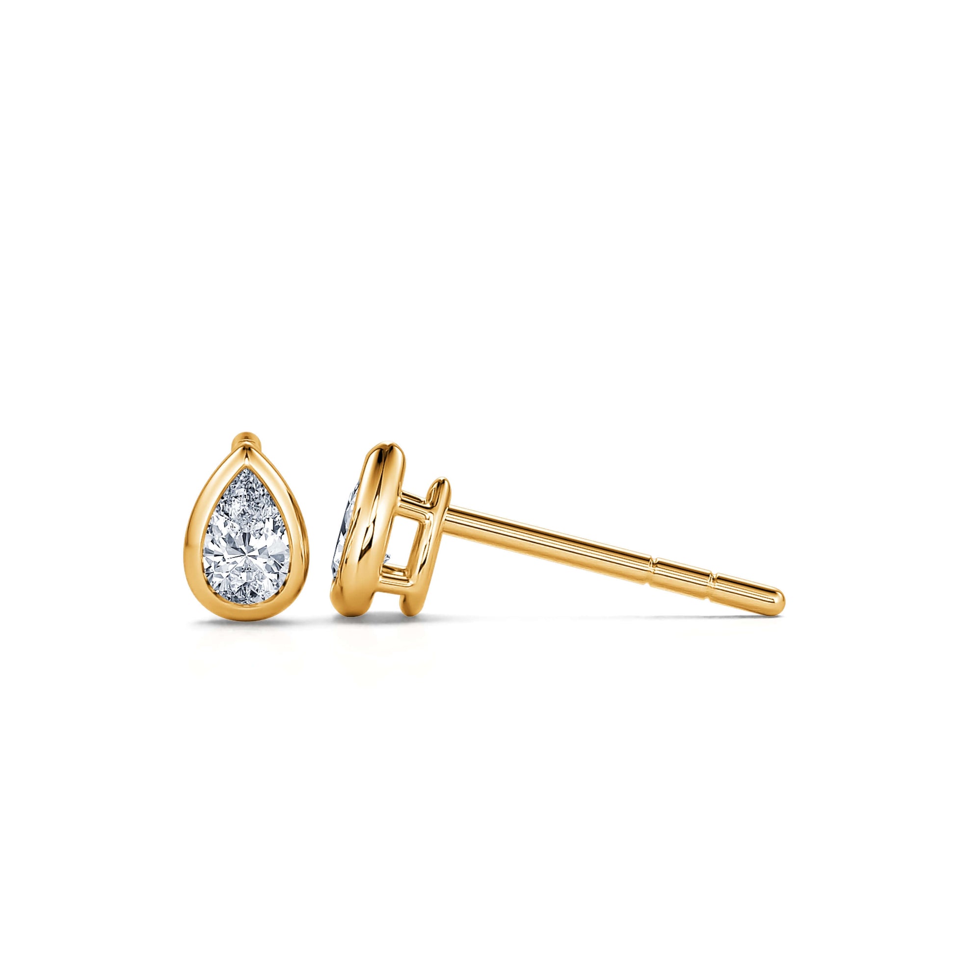 Puces d'oreilles diamant poire or jaune Goutte S 3