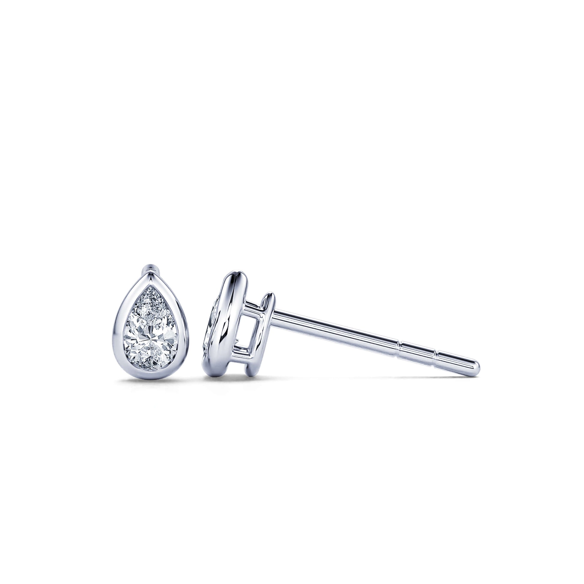 Puces d'oreilles diamant poire or blanc Goutte S 3