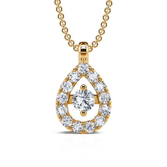 Greenwich&nbsp;-&nbsp;Collier or jaune diamant poire avec halo #2
