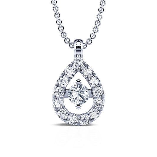 Greenwich&nbsp;-&nbsp;Collier or blanc diamant poire avec halo #2