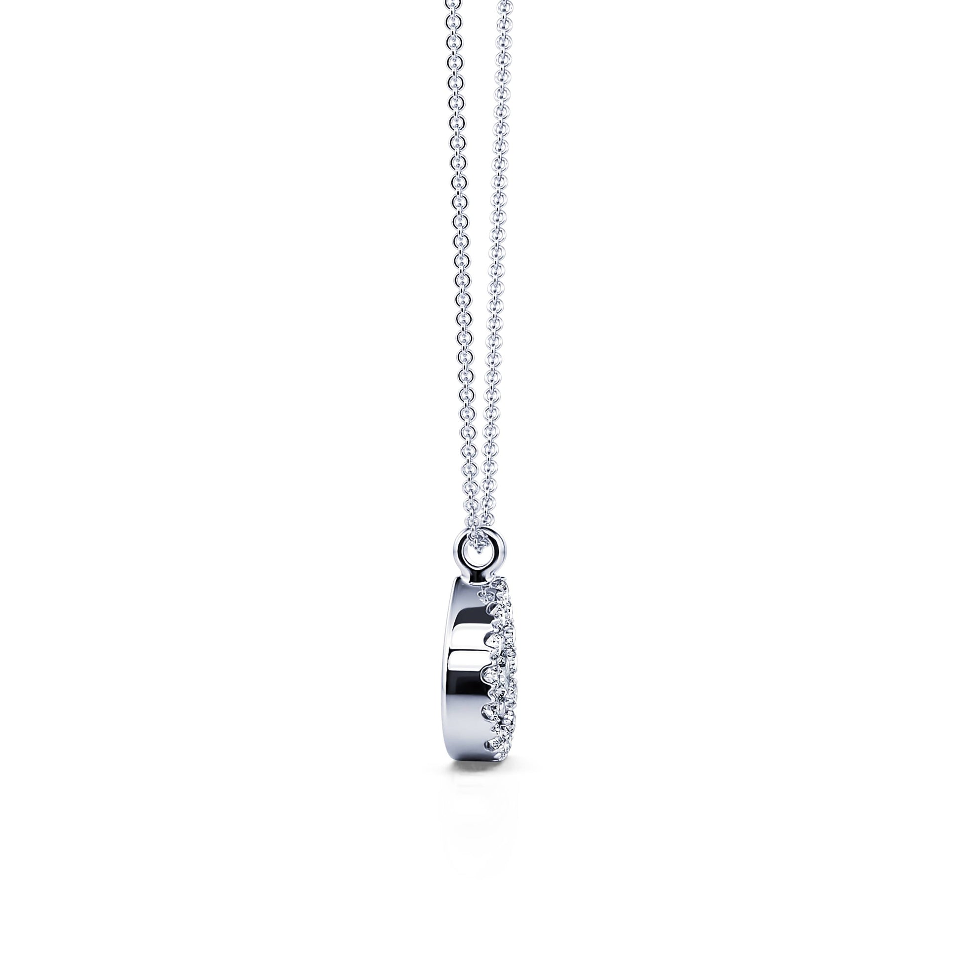 Collier or blanc diamant poire avec halo Greenwich 3