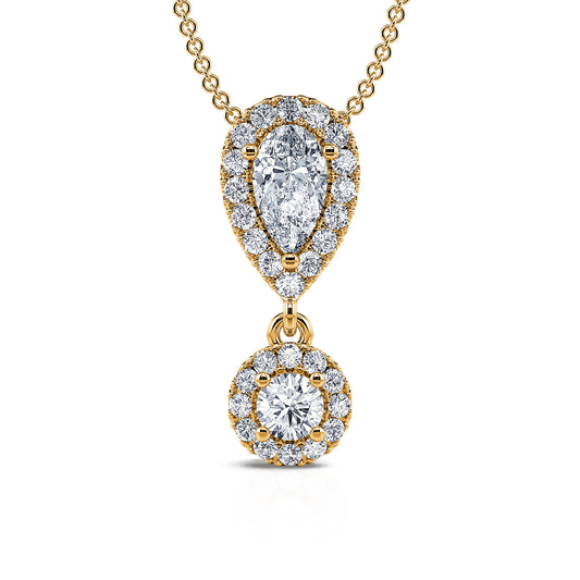 Harlem - Collier or jaune diamant double motif halo #2