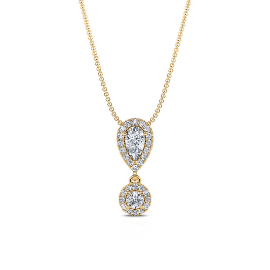 Harlem - Collier or jaune diamant double motif halo #1