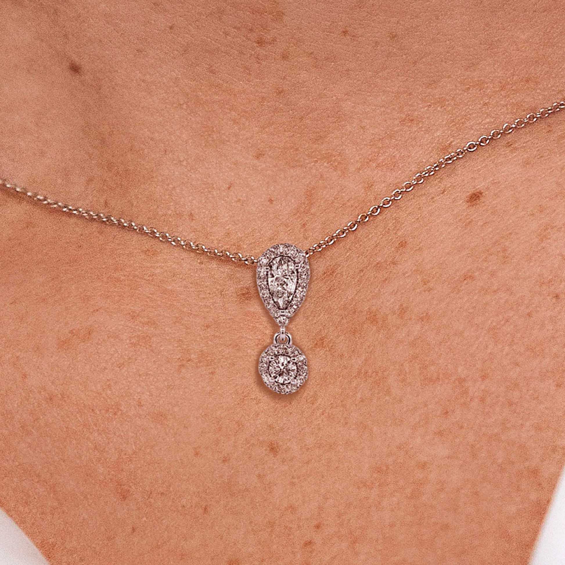 Collier or jaune diamant double motif halo Harlem 5