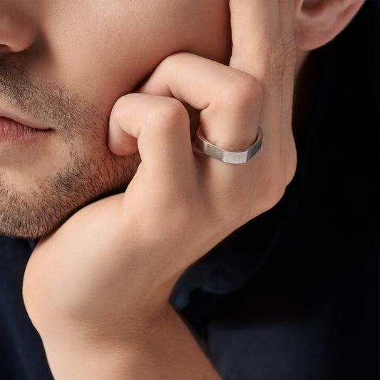 Héraclès - Alliance carrée or blanc #2