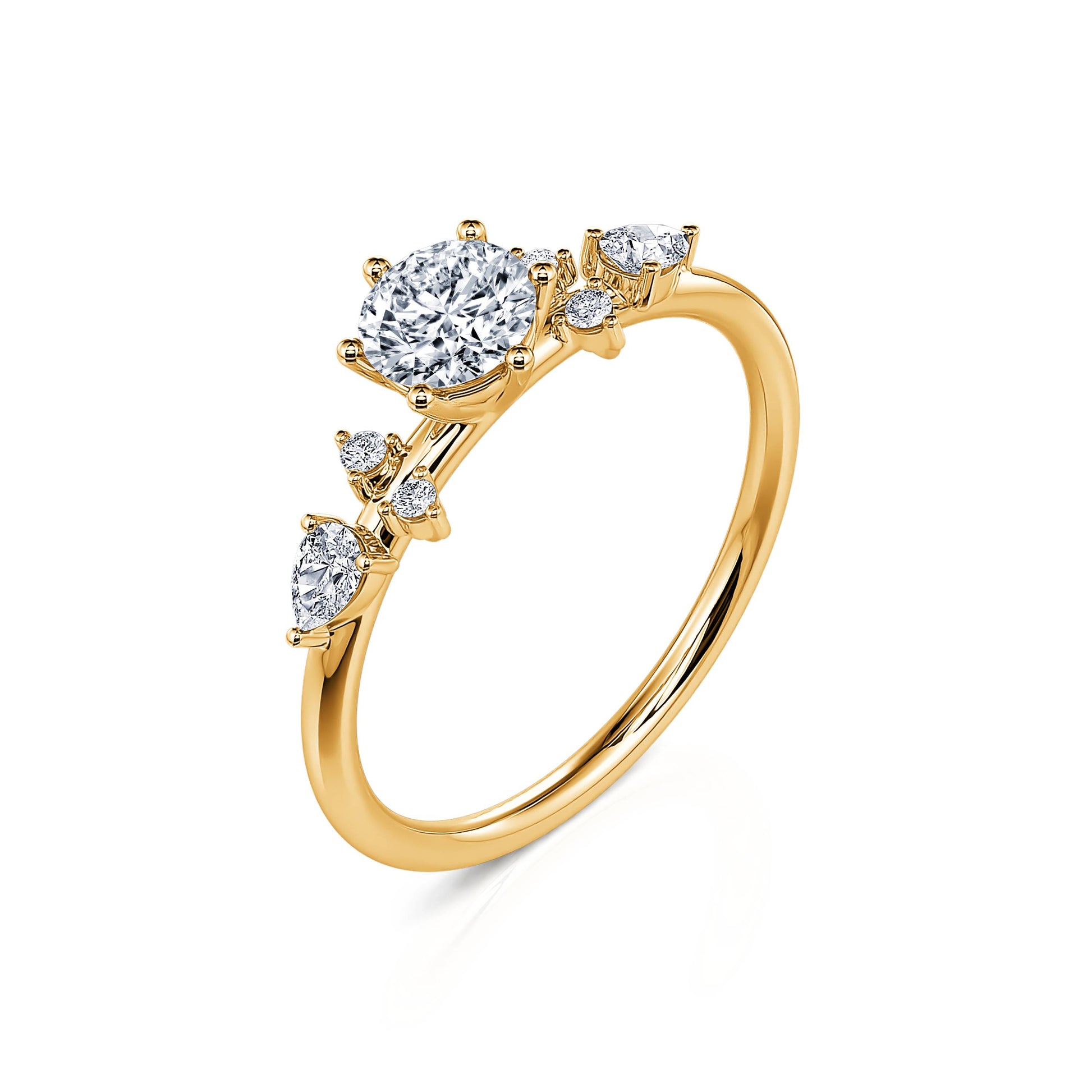 Bagues de fiançailles or jaune diamants Hermine 2