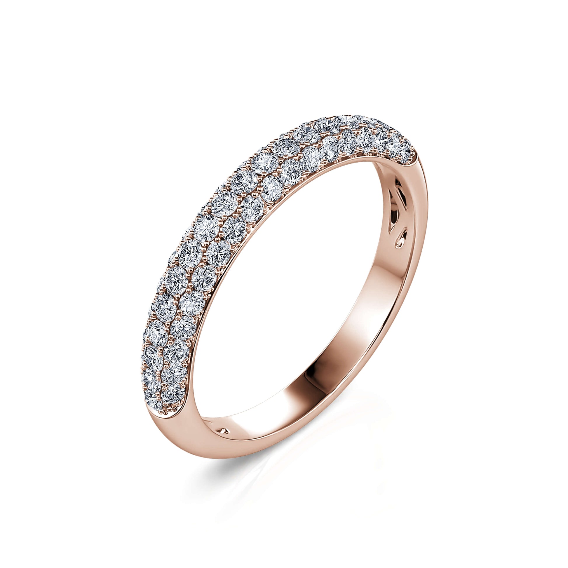 Alliance demi tour diamant or rose Hilary 1