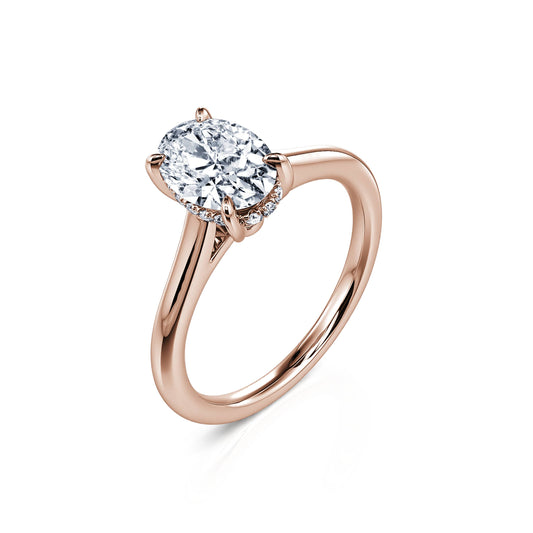 Hope Lab - Solitaire diamant de synthèse ovale en or rose #2