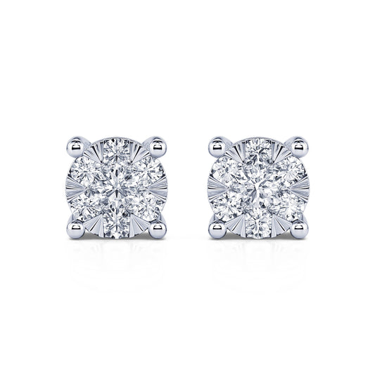 Ilona M&nbsp;-&nbsp;Puces d'oreilles diamant illusion or blanc #2