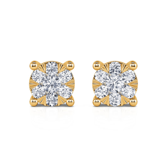 Ilona M&nbsp;-&nbsp;Puces d'oreilles diamant illusion or jaune #2