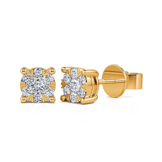 Ilona M&nbsp;-&nbsp;Puces d'oreilles diamant illusion or jaune #1