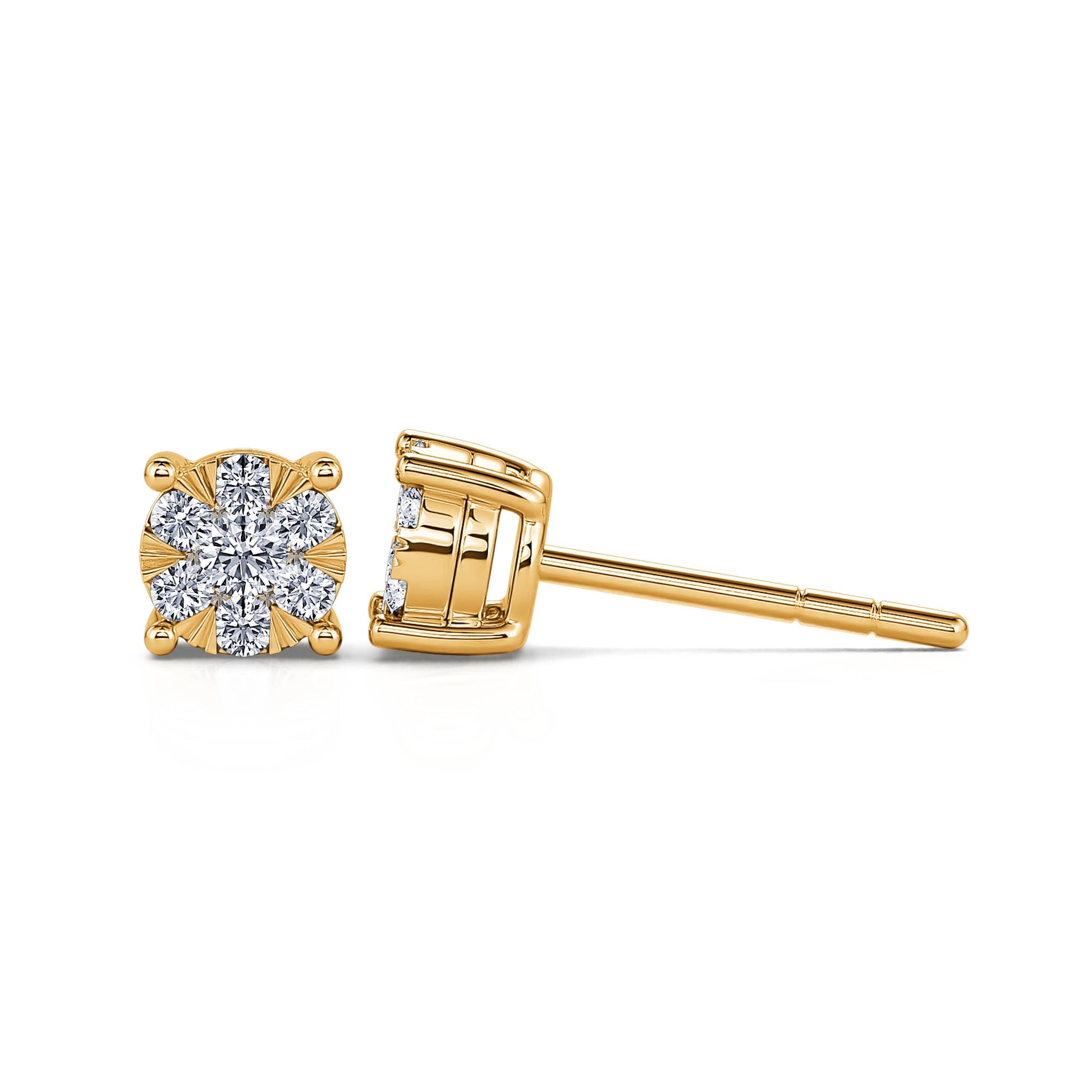 Puces d'oreilles diamant illusion or jaune Ilona 3