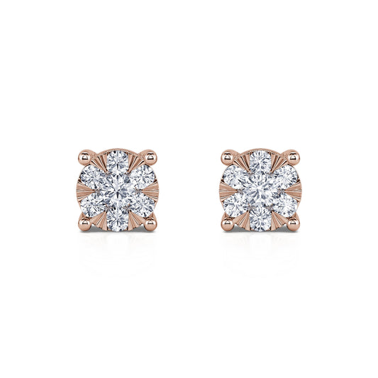 Ilona S&nbsp;-&nbsp;Puces d'oreilles diamant illusion or rose #2