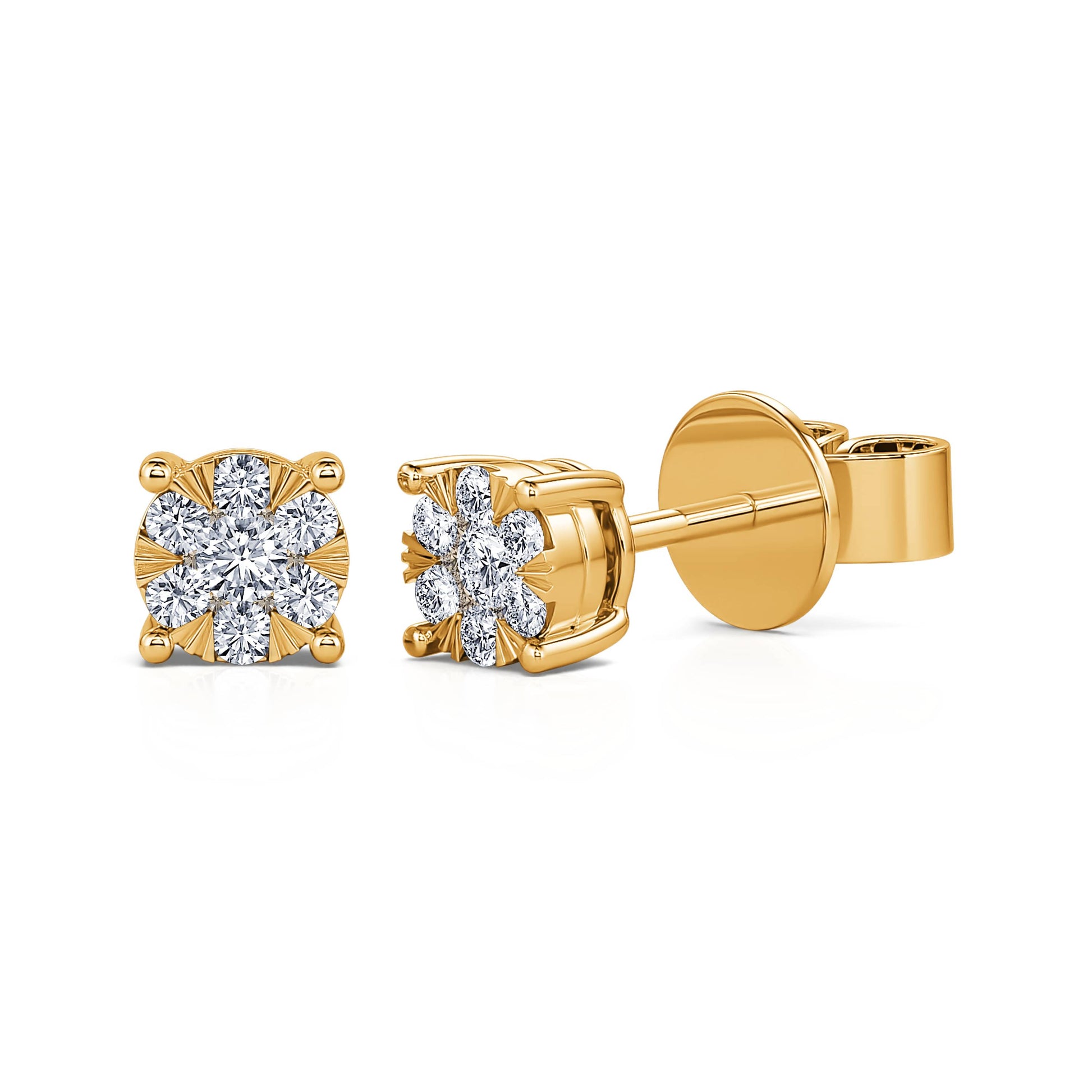 Puces d'oreilles diamant illusion or jaune Ilona 2