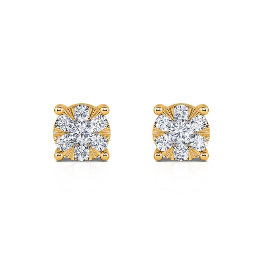 Ilona S&nbsp;-&nbsp;Puces d'oreilles diamant illusion or jaune #2