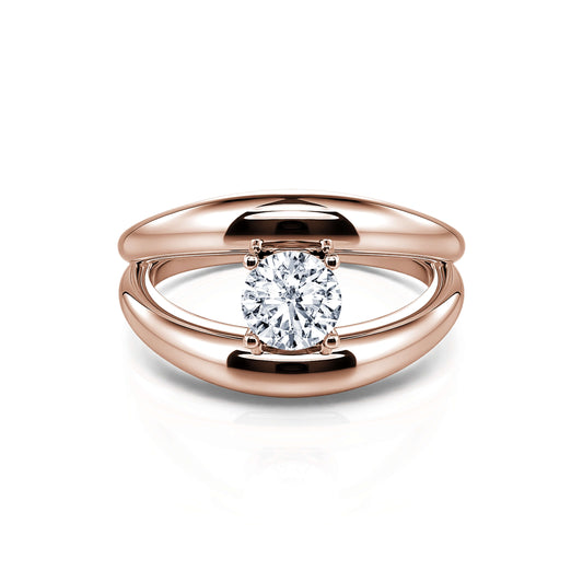 Inès - Solitaire diamant or rose #1